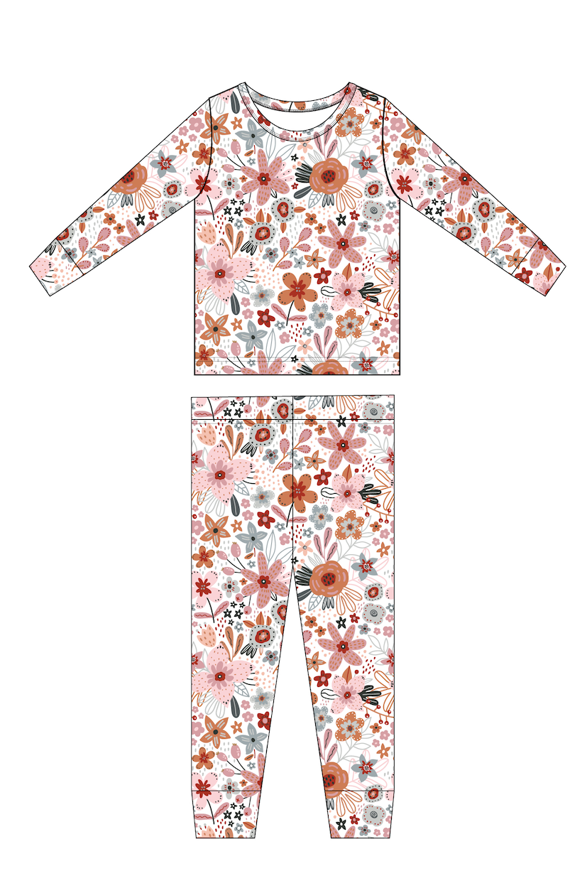 Kids Bamboo Pajamas -Flower Pajamas - Blossom