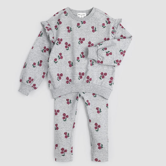 Roses on Heather Grey Baby Sweatshirt and Leggings