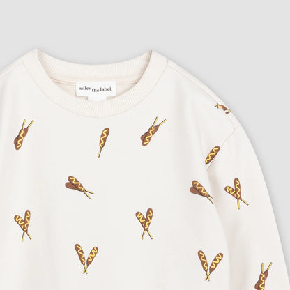 Corn Dog Print on Birch Sweatshirt