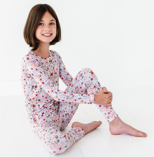 Kids Bamboo Pajamas -Flower Pajamas - Blossom