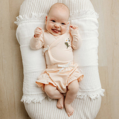 Bamboo/Organic Cotton Freya Long Sleeve Bodysuit - Peach