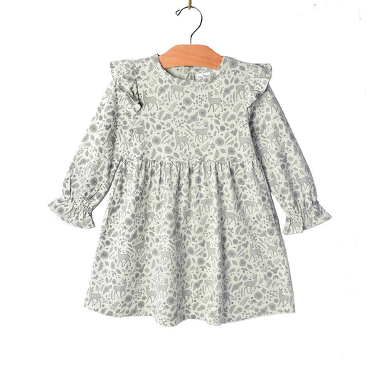 Flutter Sleeve Dress- Fall Deer