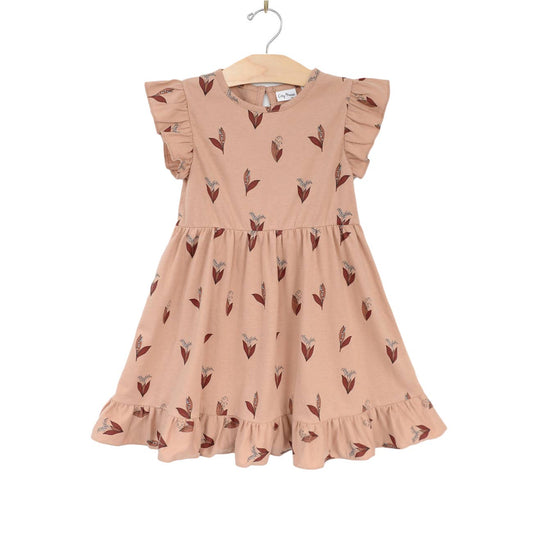 Ruffle Dress- Lily of the Valley- Peach