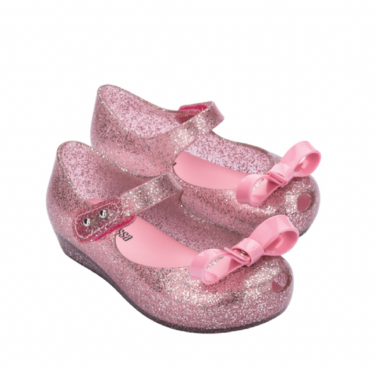Mini Melissa Ultragirl Bow Shoe in Pink Glitter