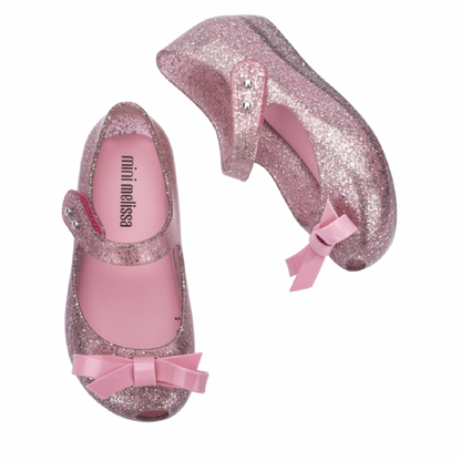 Mini Melissa Ultragirl Bow Shoe in Pink Glitter