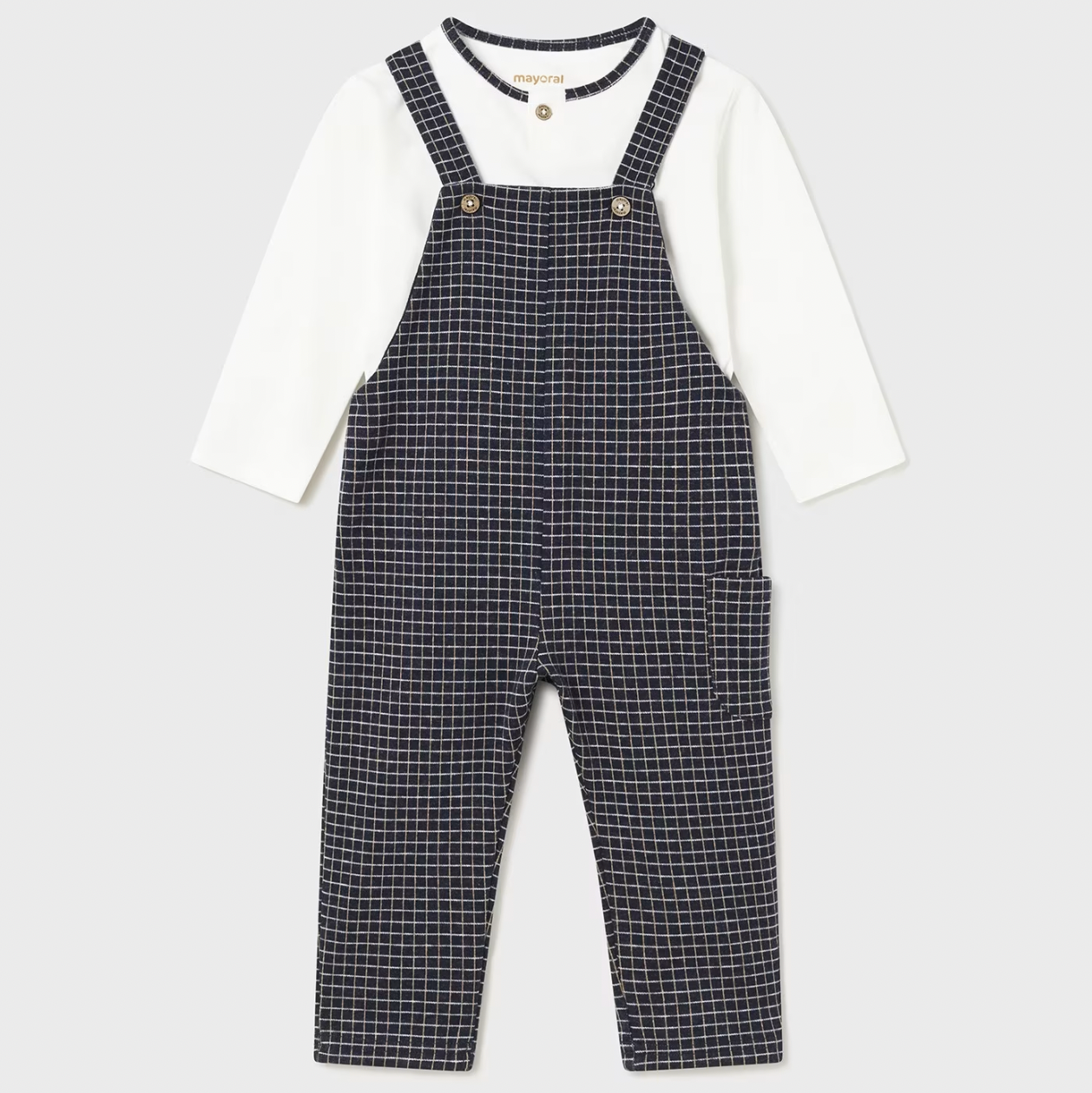 Checkered Baby Dungaree Set