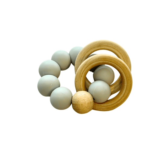 Silicone and Beech Wood Beaded Rattle Teether